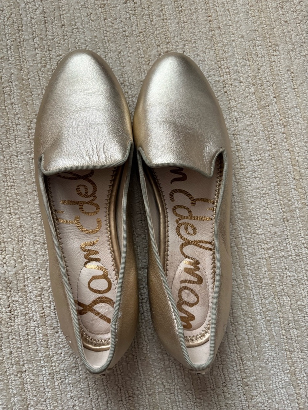Sam Edelman Metallic Gold Slip-On Loafers